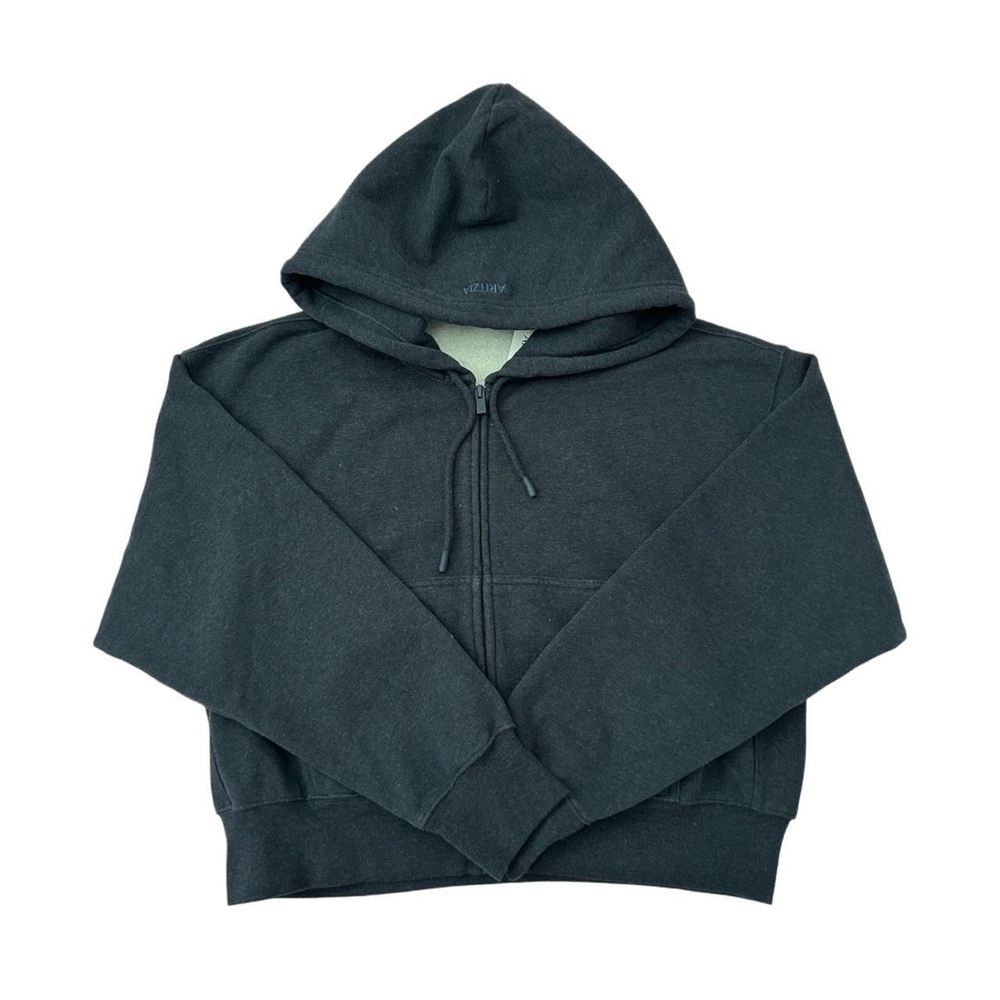 aritzia boyfriend heather admiral boxy zip up hoodie